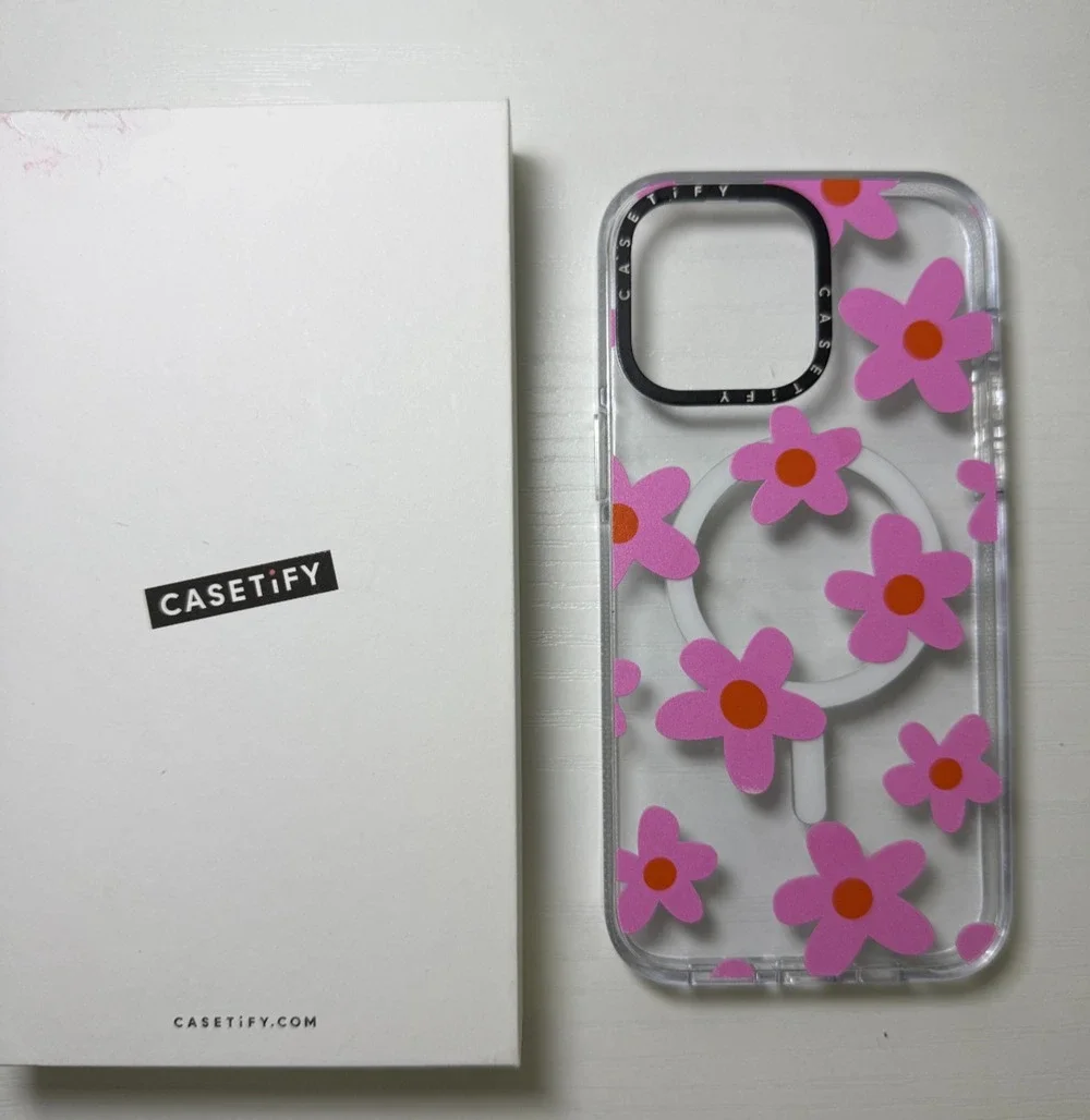 casetify iphone 14 pro max case magsafe - PINK FLOWER POWER